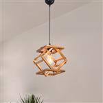 [lux.pro] Hanglamp Dudley E27 zwart en houtkleurig