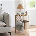 [en.casa] Bijzettafel Suonenjoki 59x47cm goudkleurig en zandkleurig