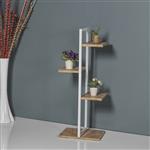 [en.casa] Plantenstandaard Blaabjerg 90x35x26cm wit en walnootkleurig