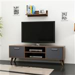 [en.casa] TV meubel met plank Haderslev 120x30x45 cm walnootkleurig en antraciet