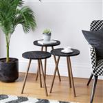 [en.casa] Bijzettafel set van 3 Hjørring rond zwart