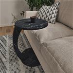 [en.casa] Bijzettafel Holeby marmer zwart 56x38 cm