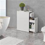 [en.casa] Niskast badkamerkast op wielen 61x20x45 cm wit