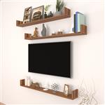 [en.casa] Wandplank set van 3 Höganäs 12x120x15 cm walnootkleurig