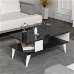 [en.casa] Salontafel Lycksele 40x90x45 cm marmer zwart en wit