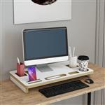 [en.casa] Monitorstandaard Tjele verhoger 5x54x30 cm wit en houtkleurig