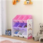 [en.casa] Kinderrek Muxía speelgoedkast 60x62x26,5 cm eenhoornmotief