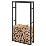 [en.casa] Brandhout rek houtopslag Täby 80x25x150 cm zwart