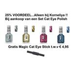 Moyra stempellak nagel Polish 12ml SET met 4 Flesjes CAT EYE POLISH + Magic Magneet Stick