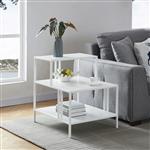 [en.casa] Bijzettafel Kumlinge met plank staal 60x60x50 cm wit