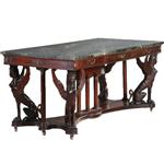 Antieke tafels / Kapitale Empire stijl bibliotheektafel / schrijftafel ca. 1920 met vier gevleugelde