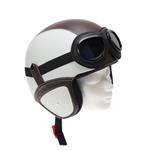 Retro leren jethelm wit - bruin | outlet