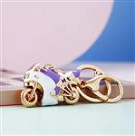 Sleutelhanger Gouden Motorfiets Wit met Paars
