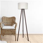 [lux.pro] Staande lamp vloerlamp Keynes E27 walnootkleurig en creme