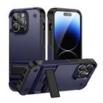 iPhone 15 Armor Hoesje met Kickstand - Shockproof Cover Case - Blauw