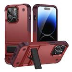 iPhone 15 Pro Max Armor Hoesje met Kickstand - Shockproof Cover Case - Rood