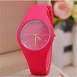 Jelly Horloge Unisex - Kwarts Uurwerk Silicoon Bandje Roze Rood