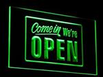 OPEN neon bord lamp LED verlichting reclame lichtbak #25 COME IN *GROEN*