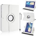 360 graden leren case hoes cover Galaxy tab 3 10.1 inch P5200 P5210 P5220 *wit*