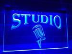 Studio microfoon neon bord lamp LED cafe verlichting reclame lichtbak *blauw*