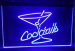 Cocktails neon bord lamp LED verlichting reclame lichtbak cocktail *blauw*
