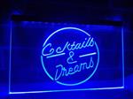 Cocktails & dreams en neon bord lamp verlichting cocktail  XL *40x30cm*