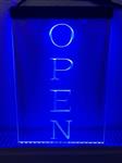 OPEN neon bord lamp LED verlichting reclame lichtbak VERTICAAL *blauw*