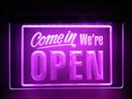 OPEN neon bord lamp LED verlichting reclame lichtbak #28 COME IN *ROZE*