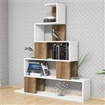 [en.casa] Boekenkast schap Hals 131x120x22 cm wit walnootkleurig