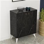 [en.casa] Schoenenkast Gjern 91x72x37 cm marmer zwart