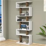 [en.casa] Boekenkast schap Brovst 157x60x20 cm wit walnootkleurig