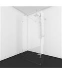 Vrijstaande Douchewand Van Rijn Helder Glas Met Haakse Wand Incl 2 stabilisatiestangen 200x150x50 cm
