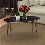 [en.casa] Salontafel Hirtshals ovaal 41x90x50 cm marmer zwart en goudkleurig
