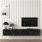 [en.casa] Tv-meubel Vihti zwevend 180x31x29,5 cm walnootkleurig en marmer zwart