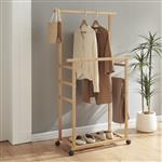 [en.casa] Bamboe kledingrek Ilmajok op wielen 147x70x36 cm houtkleurig