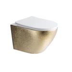 Wandcloset Best Design Royal-Gold Rimfree Inclusief Zitting Glans Wit/Goud