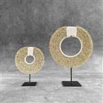 Decoratief ornament (2) - GEEN RESERVEPRIJS - Paar grijs/geel gekleurde Tolai-kettingen - Talloze Na