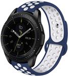 DrPhone Siliconen Polsband Galaxy Watch 40 mm & 42 mm - 20 mm Sportband – Blauw/Wit