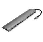 DrPhone USB C Hub - 11 in 1 met Gigabit Ethernet- 4K HDMI - VGA, 3x USB3.0 – 1x USB2.0 – Micro SD / 