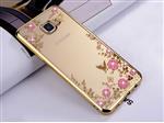 Samsung C9 Pro Flower Bloemen Case Diamant Crystal TPU Hoesje - goud