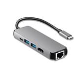 DrPhone ND1 - 5 in 1 Multiport Type-C Hub - Hdmi 4K - 1x Gigabit(1000M) Ethernet - 2 x USB 3.0 - USB