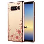 Note 8 Flower Bloemen Case Diamant Crystal TPU Hoesje  - Rose Goud