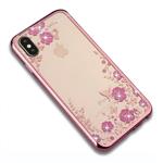 iPhone X Flower Bloemen Case Diamant Crystal TPU Hoesje Rose Gold