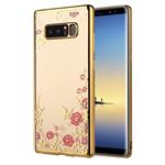 Note 8 Flower Bloemen Case Diamant Crystal TPU Hoesje  - Goud