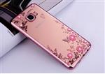 Samsung C9 Pro Flower Bloemen Case Diamant Crystal TPU Hoesje - Rosegold