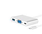 DrPhone 3 in 1 Type C Hub Converter 4K (1x Type-C, 1x VGA , 1x USB 3.0) USB C Hub) - Chrome Zilver