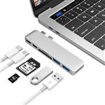 6 in 1 Aluminium Pro Hub Adapter (2x USB 3.0, 1x thunderbolt 3 , 1x USB-C, 2x USB 3.0, SD  1x Micro 