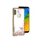 DrPhone P Smart 2019 / Honor 10 Lite Flower Bloemen Case Diamant Crystal TPU Hoesje - Goud
