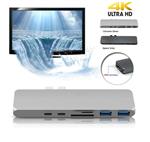 DrPhone 7 in 1 USB C Hub Dual Type C Dock -5K Output - 40 Gbps- Thunderbolt 3 - 2x USB 3.0 poorten- 