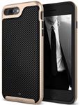 Caseology® Envoy Series iPhone 8 / 7 Plus Carbon Fiber Black / Gold + iPhone Screenprotector HD